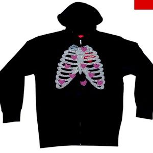 'EVIL HEARTS' VERSAILLES RHINESTONE RIB
CAGE ZIP-UP V3